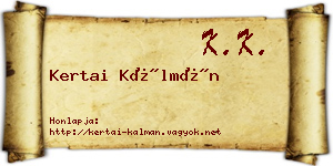 Kertai Kálmán névjegykártya