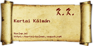 Kertai Kálmán névjegykártya